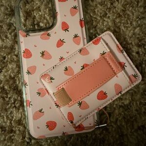 Strawberry Pattern Phone Case with Card Holder